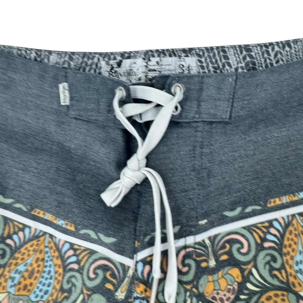 Rhythm Mens Mushroom Paisley Board Shorts‎ Charcoal Gray / Tan Size 34 7